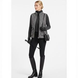 Catherine Malandrino Black & White Quilted Zipper Closure Light Weight Vest